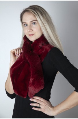 Red-Bordeaux rex fur scarf